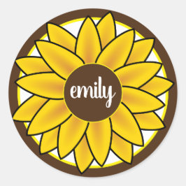 Monogram Sonnenblume Runder Aufkleber