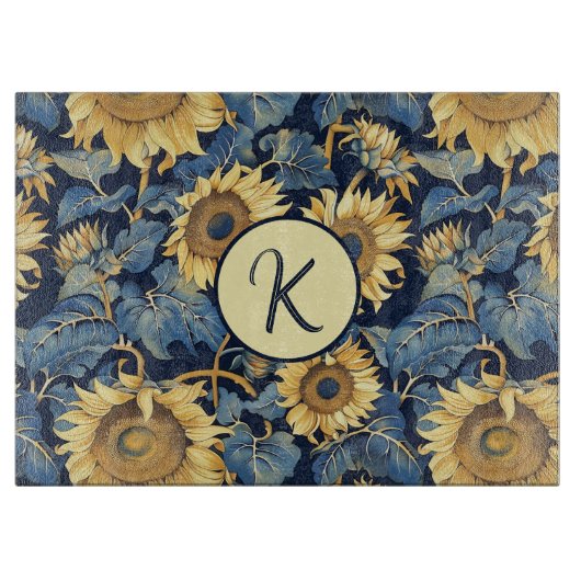 Monogram Sonnenblume Schneidebrett (Vorderseite)