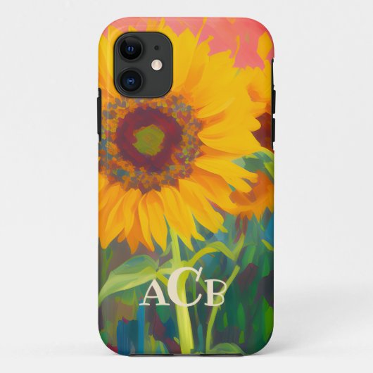 Monogram Sonnenblumen Artwork Case-Mate iPhone Hülle (Rückseite)