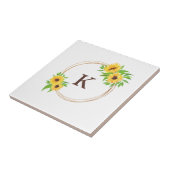 Monogram Sonnenblumen Gold Frame Green Blätter Rus Fliese (Seite)
