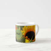 Monogram Sonnenblumen Print 6oz Espresso Cup Espressotasse (Vorderseite Rechts)