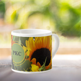 Monogram Sonnenblumen Print 6oz Espresso Cup Espressotasse