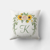 Monogram Sonnenblumen Rose Grünpflanzen Blütenpfla Kissen (Rückseite)