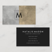 Monogram Sophisticed Sepia Gray Color Blocks Visitenkarte (Vorne/Hinten)