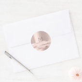 Monogram Spark Rose Blush Initialen Name Round Runder Aufkleber (Umschlag)