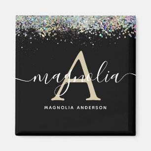 Monogram-Sparkle für Schwarzen Glitzer Magnet