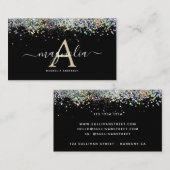 Monogram-Sparkle für Schwarzen Glitzer Visitenkarte (Vorne/Hinten)
