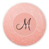 Monogram Sparkle Glitzer Rose Gold Girly Elegant Keramikknauf (Vorderseite)