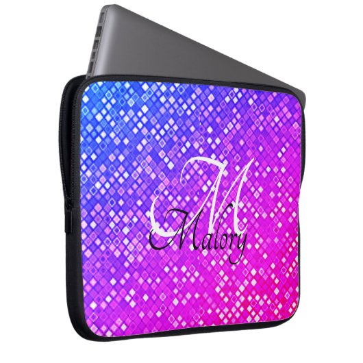 Monogram Sparkle Personalisiert Electronics Bag Laptopschutzhülle (Vorne Rechts)