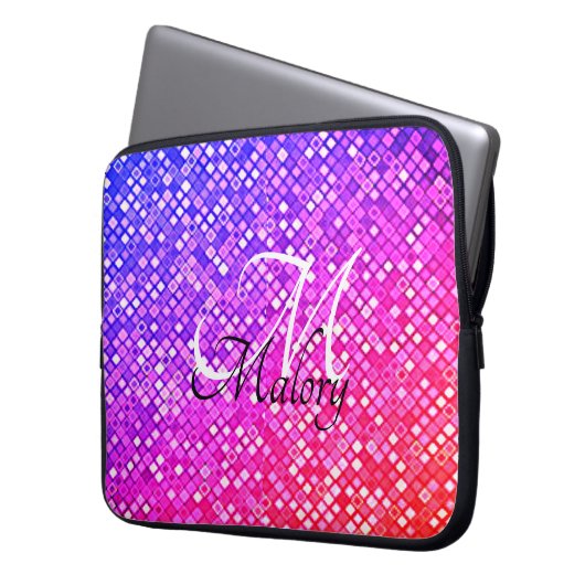 Monogram Sparkline Personalisierter Laptop-Sieb Laptopschutzhülle (Vorderseite Links)
