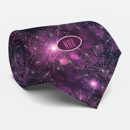 Monogram Sparkling Spider Webs Business Necktie Krawatte (Gerollt)