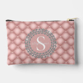 Monogram Sparkly Diamonds Tufted Custom Blush Pink Zubehörtasche (Rückseite)