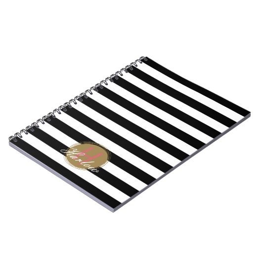 Monogram-Spiral-Notebook mit schwarzem und weißem Notizblock (Linke Seite)