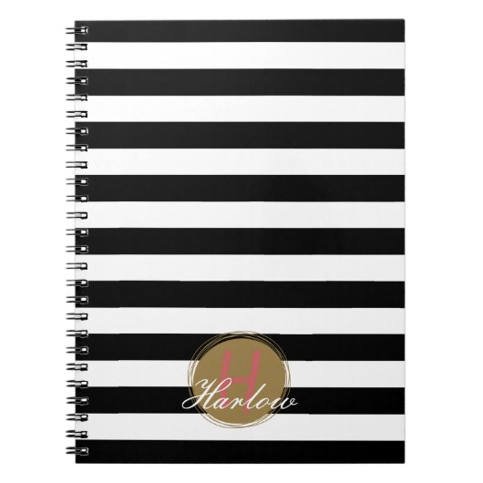 Monogram-Spiral-Notebook mit schwarzem und weißem  Notizblock (Vorderseite)