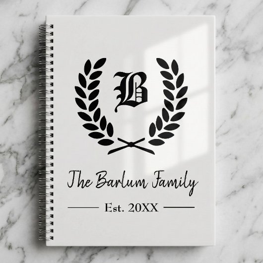 Monogram SpiralNotebook mit personalisiertem Famil Notizblock