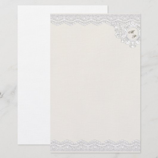 Monogram-Spitze (anpassbar) Briefpapier (Vorne/Hinten)