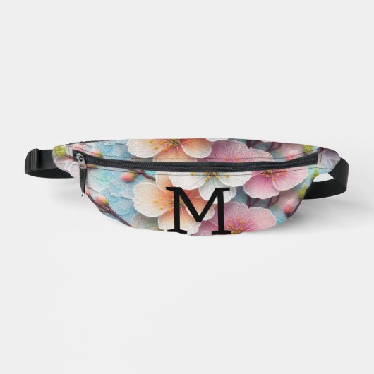 Monogram Spitzenblüte Rosa Blütenpastellblüte Bauchtasche (Vorderseite)