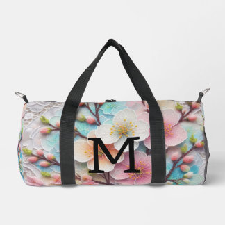 Monogram Spitzenblüte Rosa Blütenpastellblüte Duffle Bag