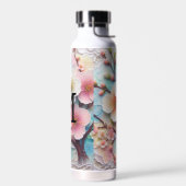 Monogram Spitzenblüte Rosa Blütenpastellblüte Trinkflasche (Links)