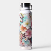 Monogram Spitzenblüte Rosa Blütenpastellblüte Trinkflasche (Rückseite)