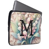 Monogram Spitzenlilie der Blume des Tals Laptopschutzhülle (Vorne Rechts)