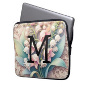 Monogram Spitzenlilie der Blume des Tals Laptopschutzhülle (Vorderseite Links)
