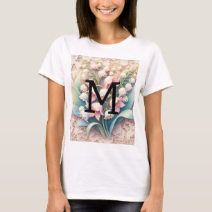 Monogram Spitzenlilie der Blume des Tals T-Shirt