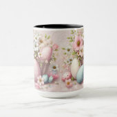 Monogram Spitzenpink-Blüteneier Ostereier in einem Tasse (Zentrum)