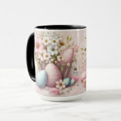 Monogram Spitzenpink-Blüteneier Ostereier in einem Tasse (Vorderseite Links)