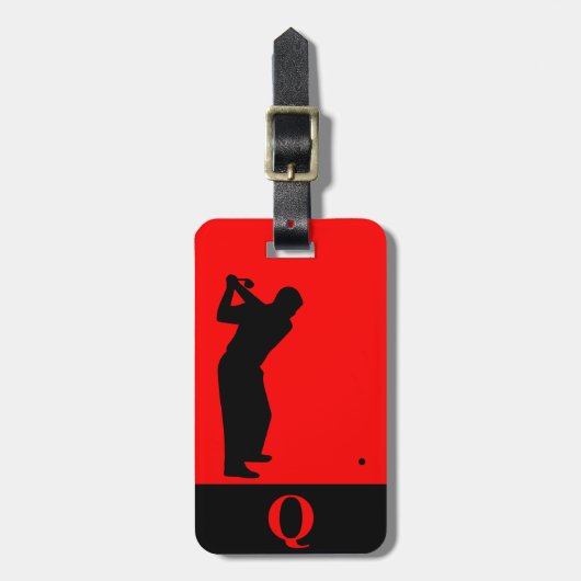 Monogram Sports Black Red Golf Gepäcktransport Gepäckanhänger (Vorderseite vertikal)