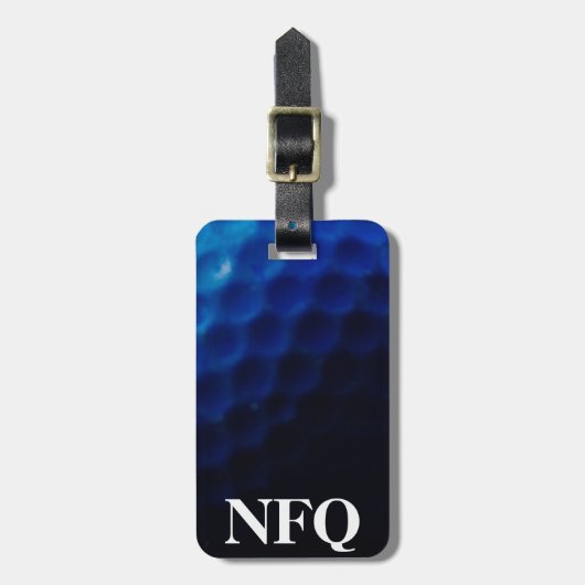 Monogram Sports Blue Golf Ball Gepäckreise Gepäckanhänger (Vorderseite vertikal)