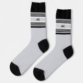 Monogram Sports Stripe Black Gray Socken (Linkes Detail)