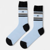 Monogram Sports Stripe Blue Black Socken (Linkes Detail)