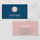 MONOGRAM SPOT Moderne minimale fette Marine blau p Visitenkarte (Vorne/Hinten)