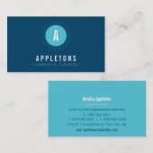 MONOGRAM SPOT Moderne minimale kühne Marine türkis Visitenkarte (Vorne/Hinten)