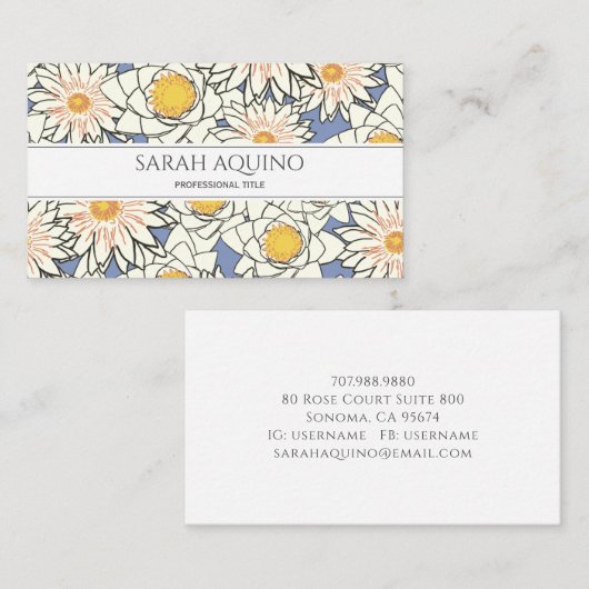 Monogram Spring Daisy Muster Visitenkarte (Vorne/Hinten)