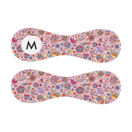 Monogram Spring Muster mit farbigen Blume Baseball (Paneele)
