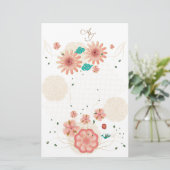 Monogram Spring Peach Flowers Garden Decor Custom Briefpapier (Stehend Vorderseite)