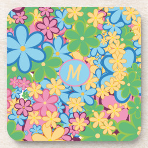 Monogram Springtime Summer 60er Blume Muster Getränkeuntersetzer