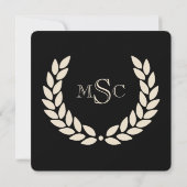 Monogram Square Classic Black College Graduation Einladung (Rückseite)