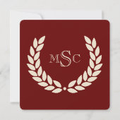 Monogram Square Classic Maroon Uni-Abschluss Einladung (Rückseite)