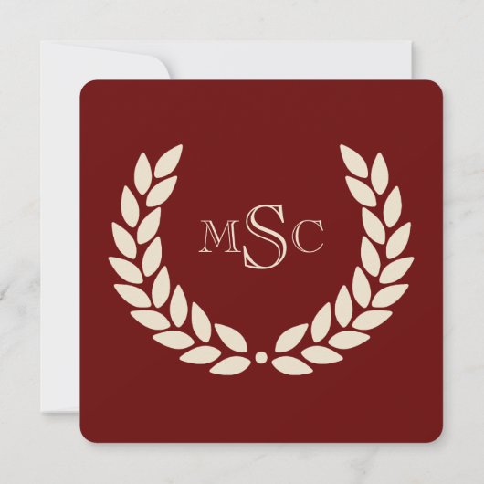 Monogram Square Classic Maroon Uni-Abschluss Einladung (Rückseite)
