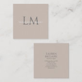Monogram Square Classic Taupe Business Card Telefonnummerkarte (Vorne/Hinten)
