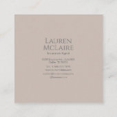 Monogram Square Classic Taupe Business Card Telefonnummerkarte (Rückseite)
