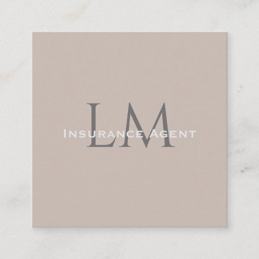 Monogram Square Classic Taupe Business Card Telefonnummerkarte (Vorderseite)
