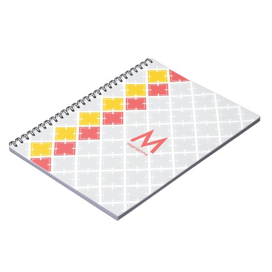 Monogram Square Geometric Muster Notebook Notizblock (Linke Seite)