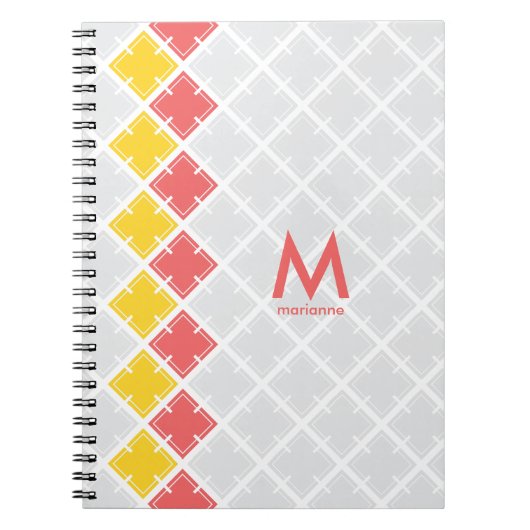 Monogram Square Geometric Muster Notebook Notizblock (Vorderseite)