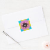 Monogram Square Gold Frame Minimalismus Quadratischer Aufkleber (Umschlag)