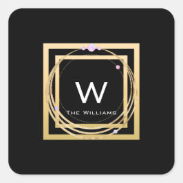 Monogram Square Golden Frame Minimalism Geometrie Quadratischer Aufkleber