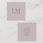 Monogram Square Rose Taupe Business Card Telefonnummerkarte (Vorne/Hinten)